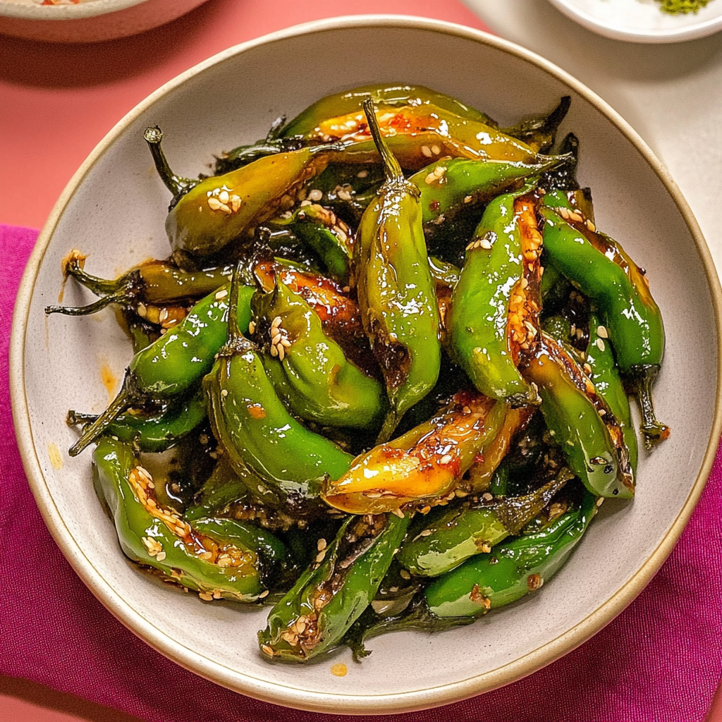 Recipe preparation for blistered shishito peppers