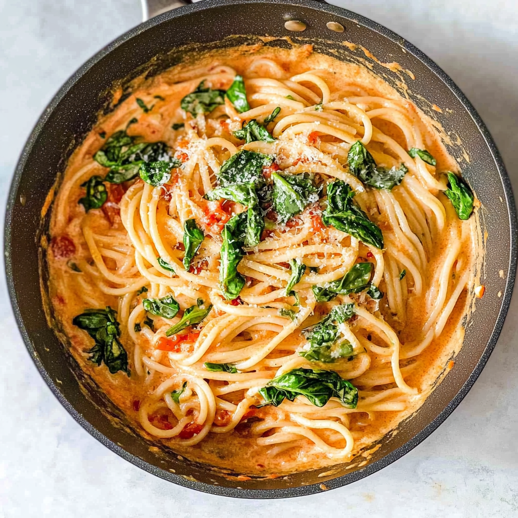 Recipe preparation for one pot creamy tomato pasta