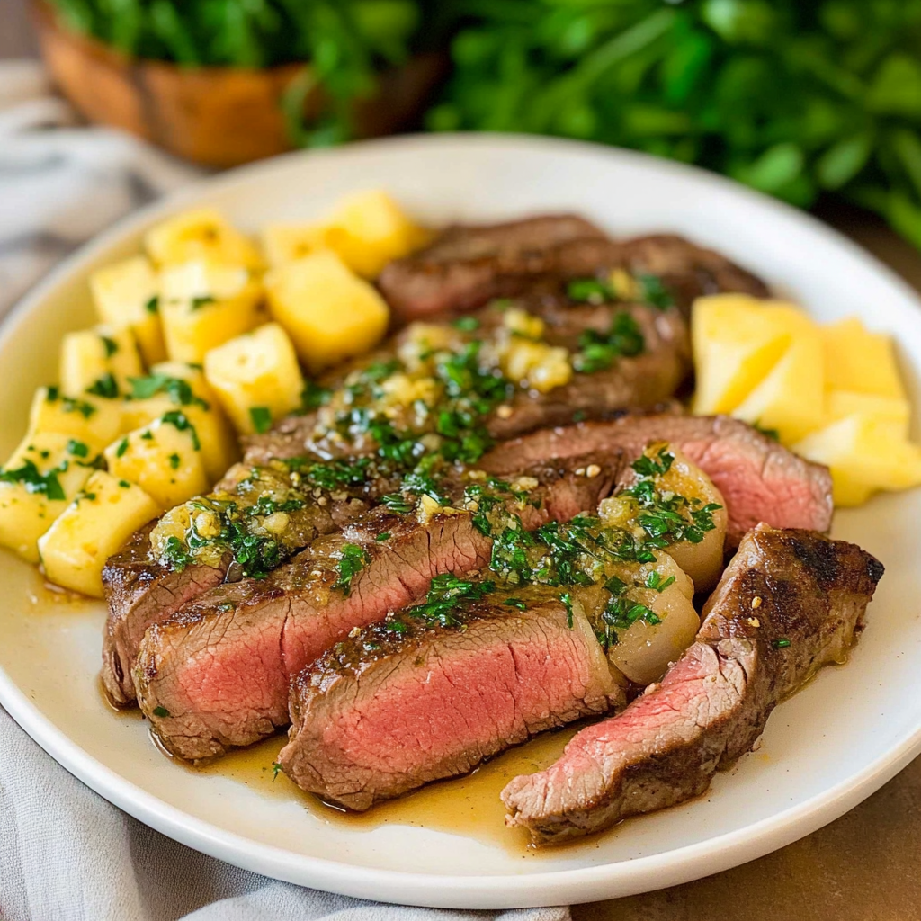 Recipe preparation for air fryer steak with garlic butter