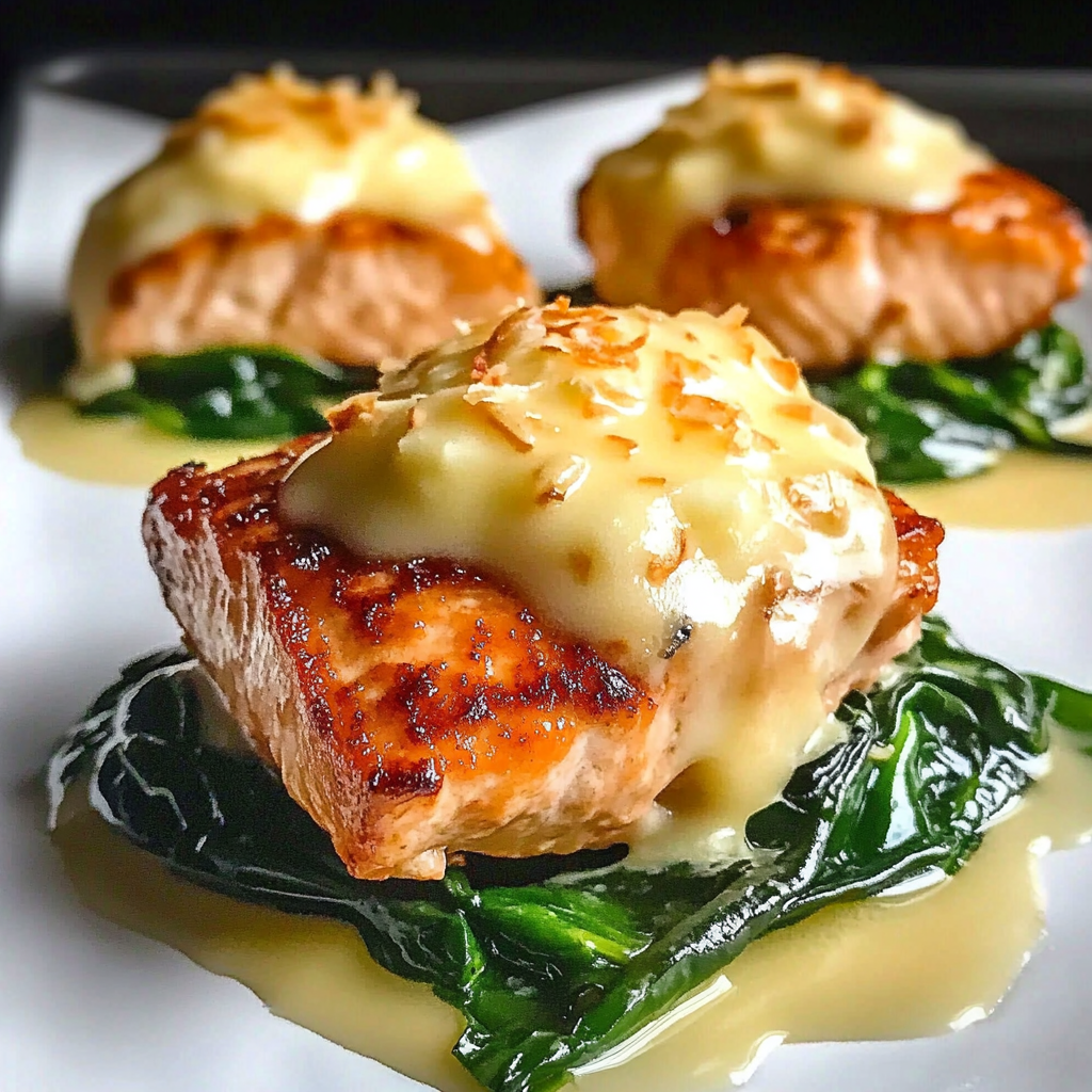Recipe preparation for Baked Salmon Spinach