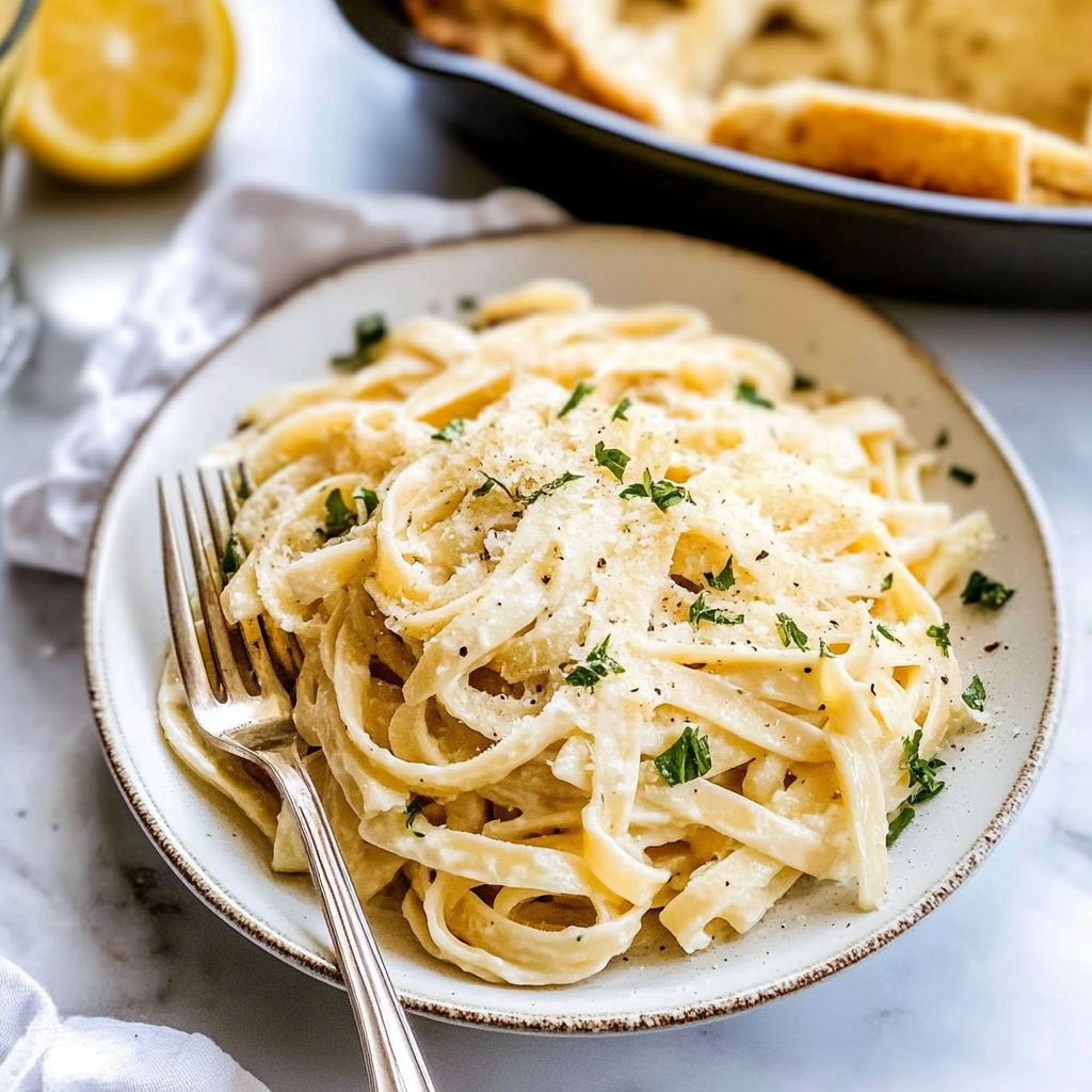 Recipe preparation for fettuccine alfredo