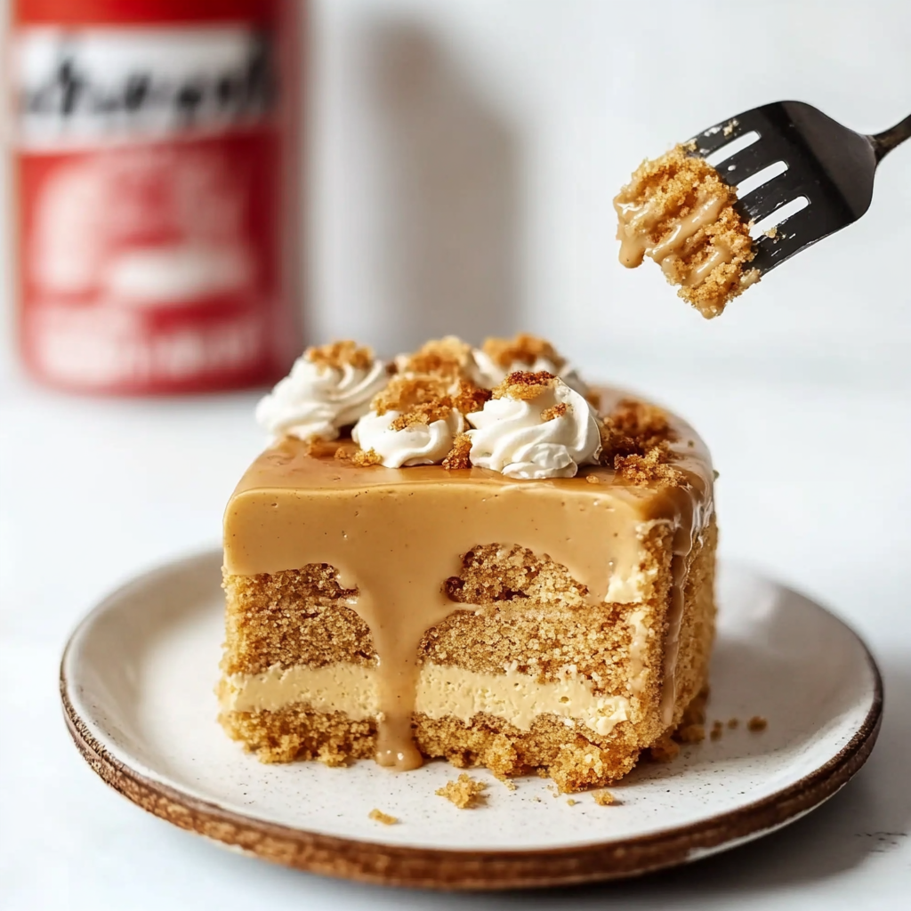 Recipe preparation for Biscoff Poke Cake