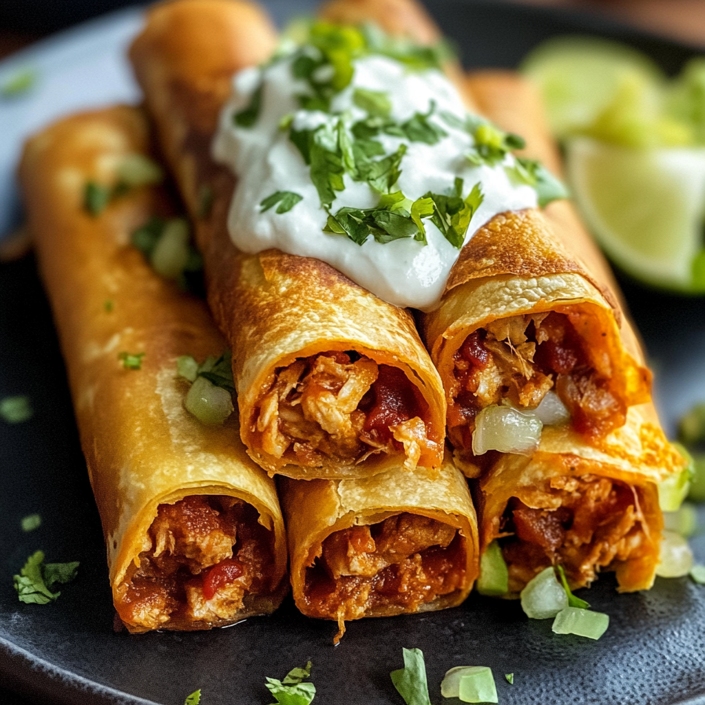Recipe preparation for crispy chicken taquitos