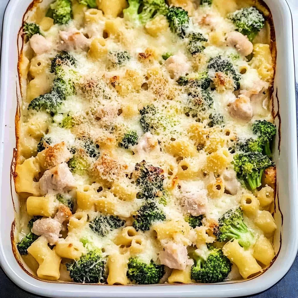 Recipe preparation for chicken broccoli alfredo bake