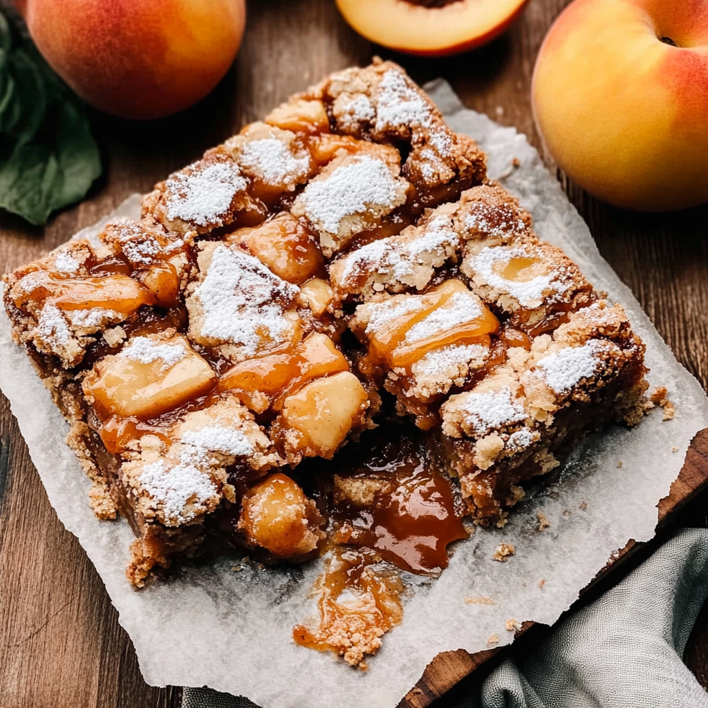 Recipe preparation for peach cobbler bars
