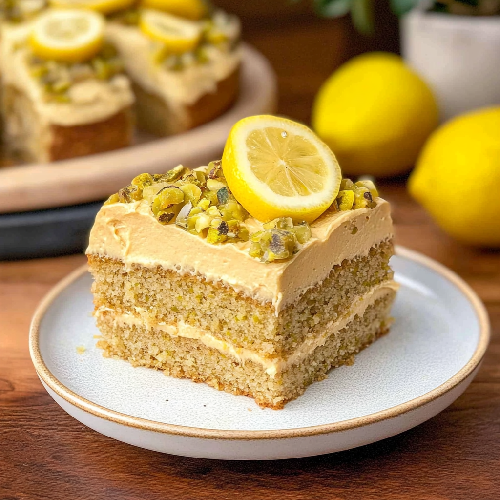 Recipe preparation for lemon pistachio cake