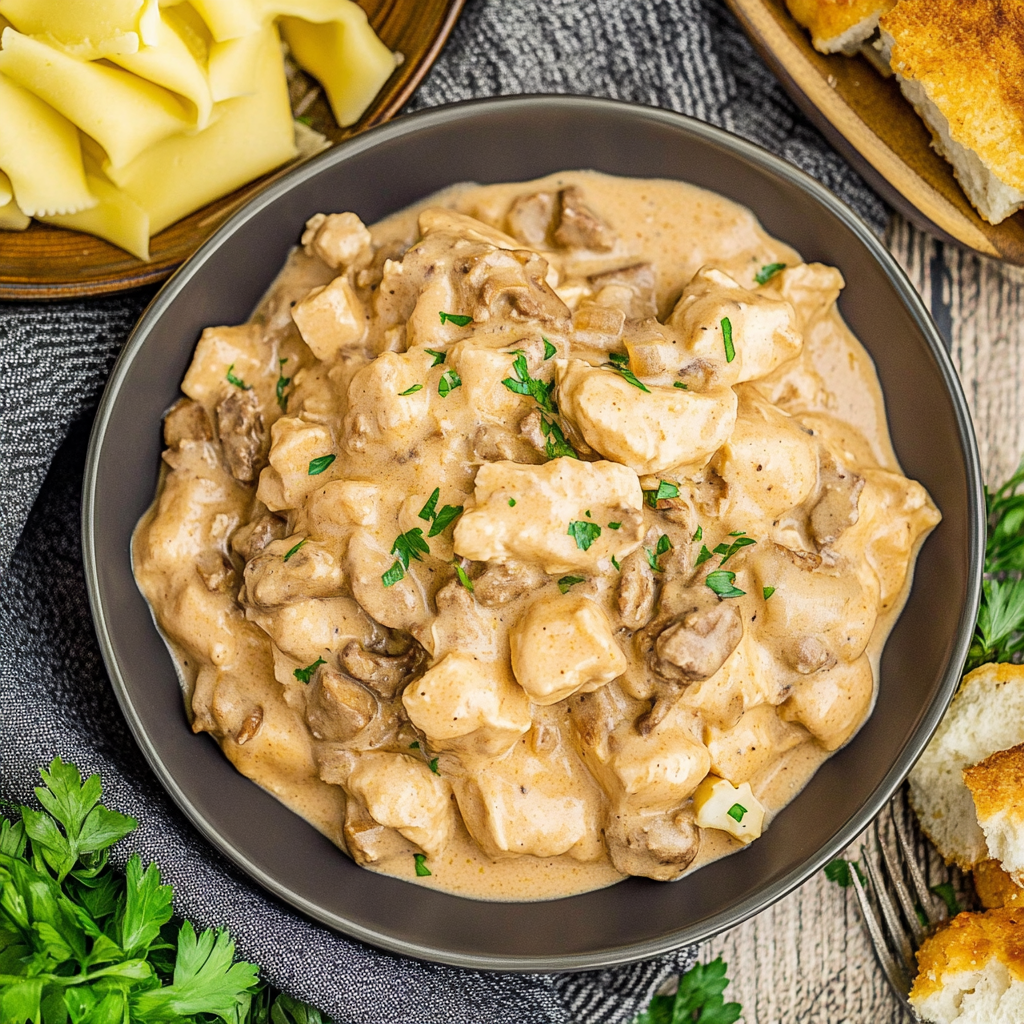 Recipe preparation for chicken stroganoff recipe