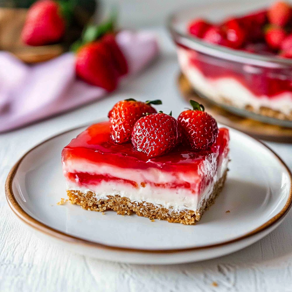 Recipe preparation for strawberry pretzel squares