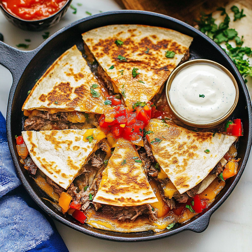 Recipe preparation for Easy Steak Quesadilla