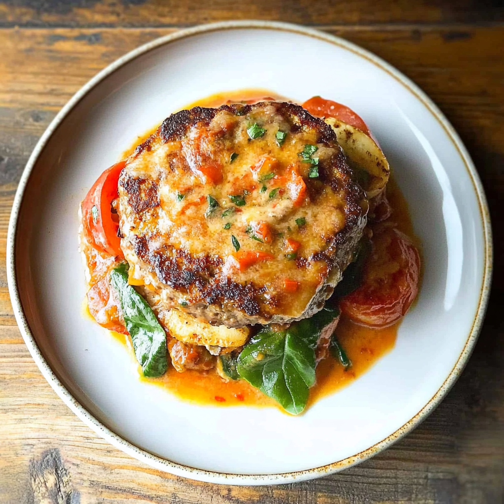 Recipe preparation for tuscan hamburger steaks