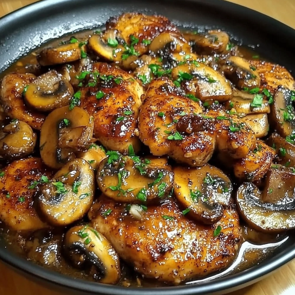 Recipe preparation for black pepper chicken with mushrooms