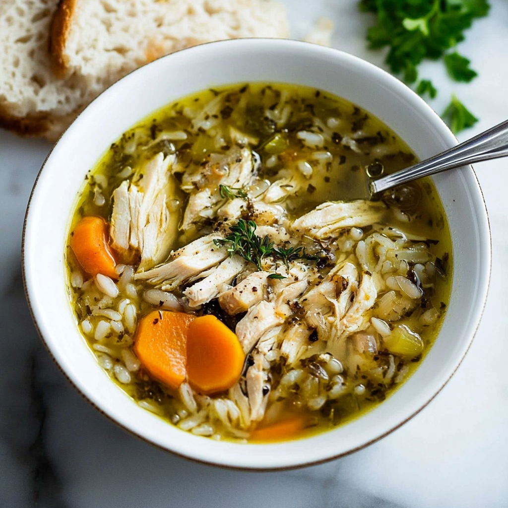 Recipe preparation for chicken rice soup