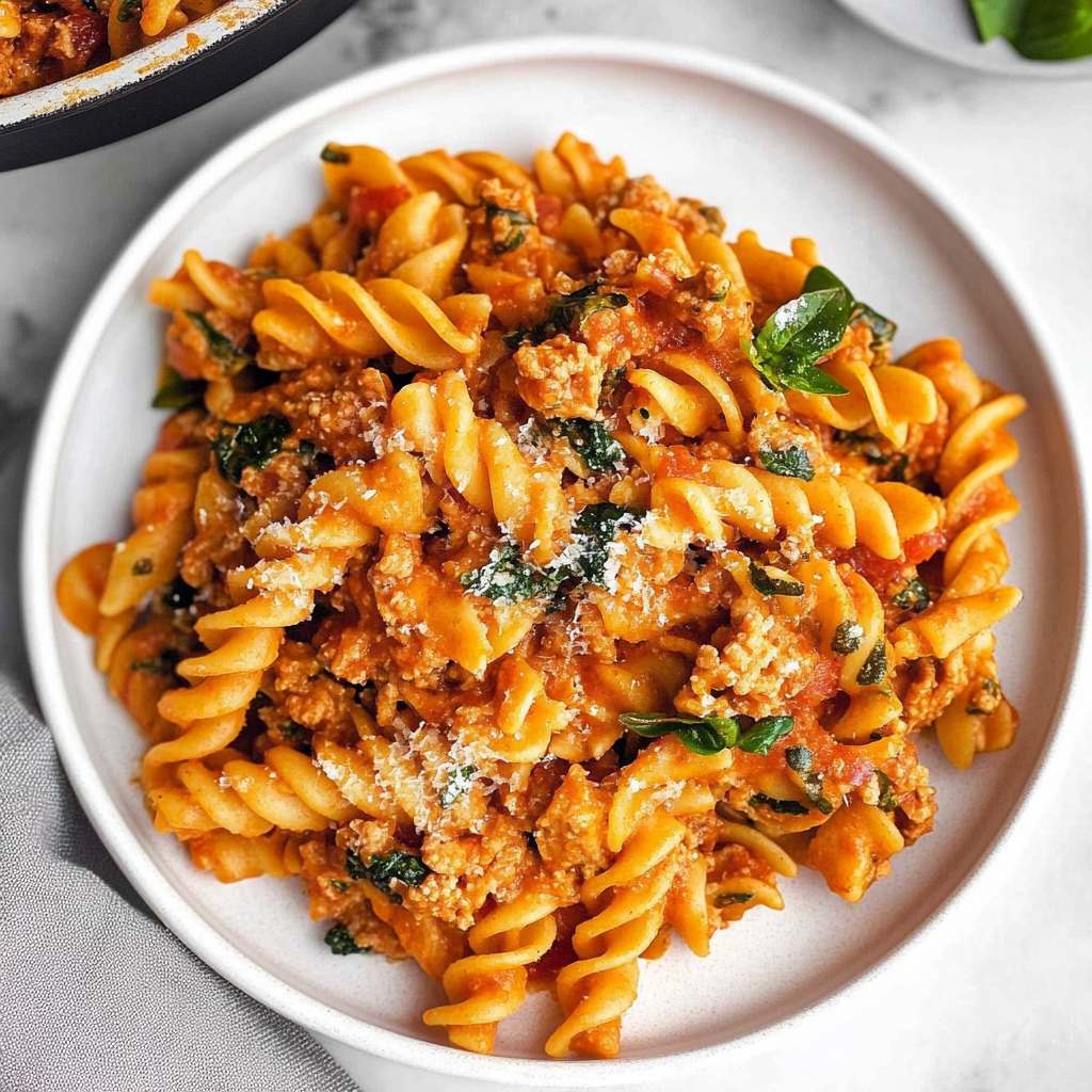 Recipe preparation for ground turkey veggie pasta