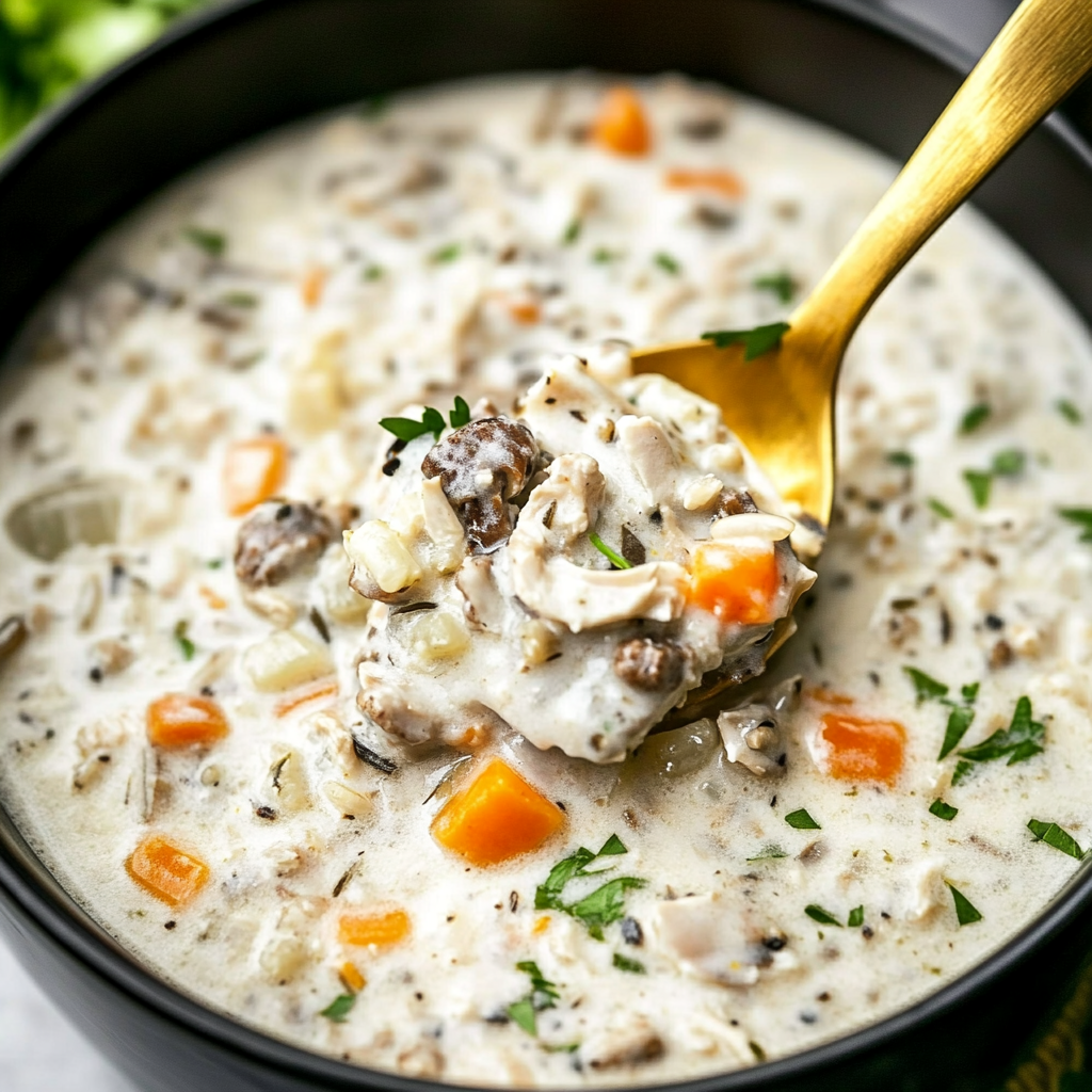 Recipe preparation for slow cooker chicken wild rice soup