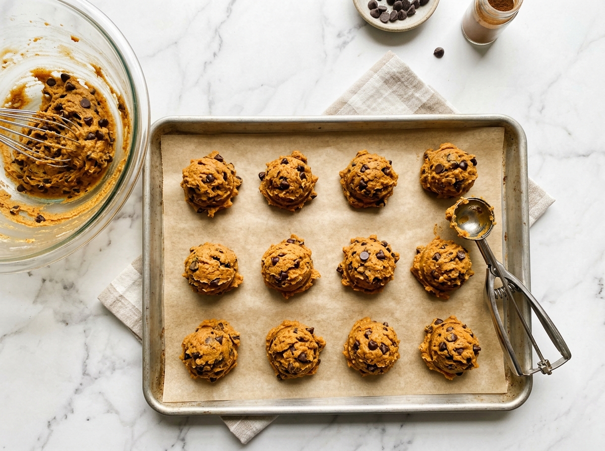 3-Ingredient Pumpkin Chocolate Chip Cookies preparation process