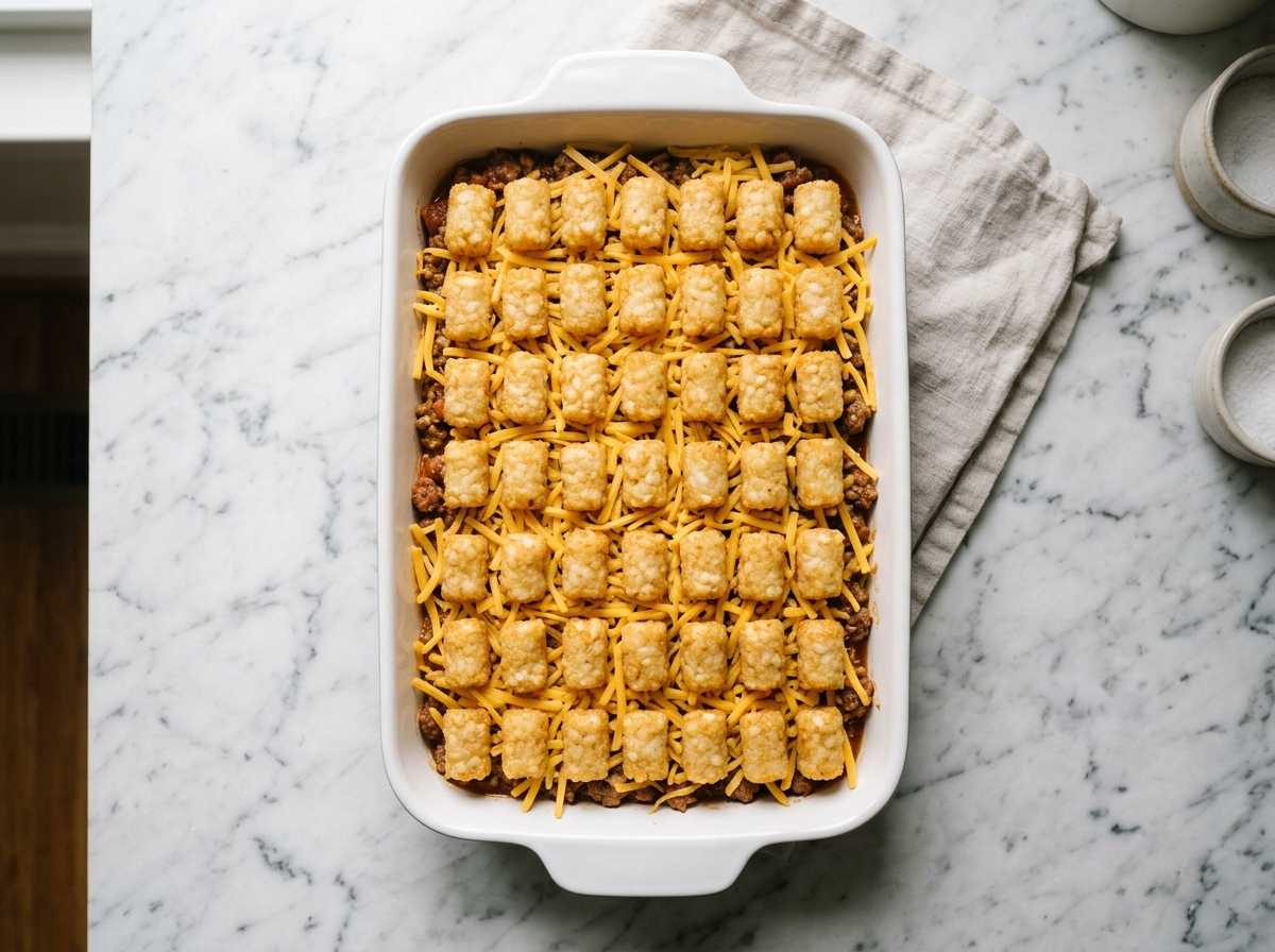 Arranging neat rows of tater tots step 3