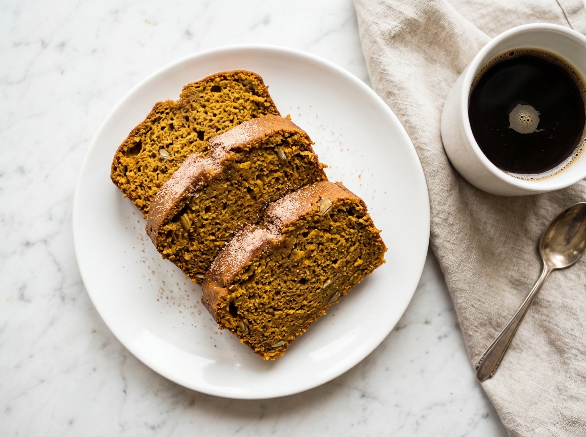 Homemade Pumpkin Bread Recipe plated finished dish