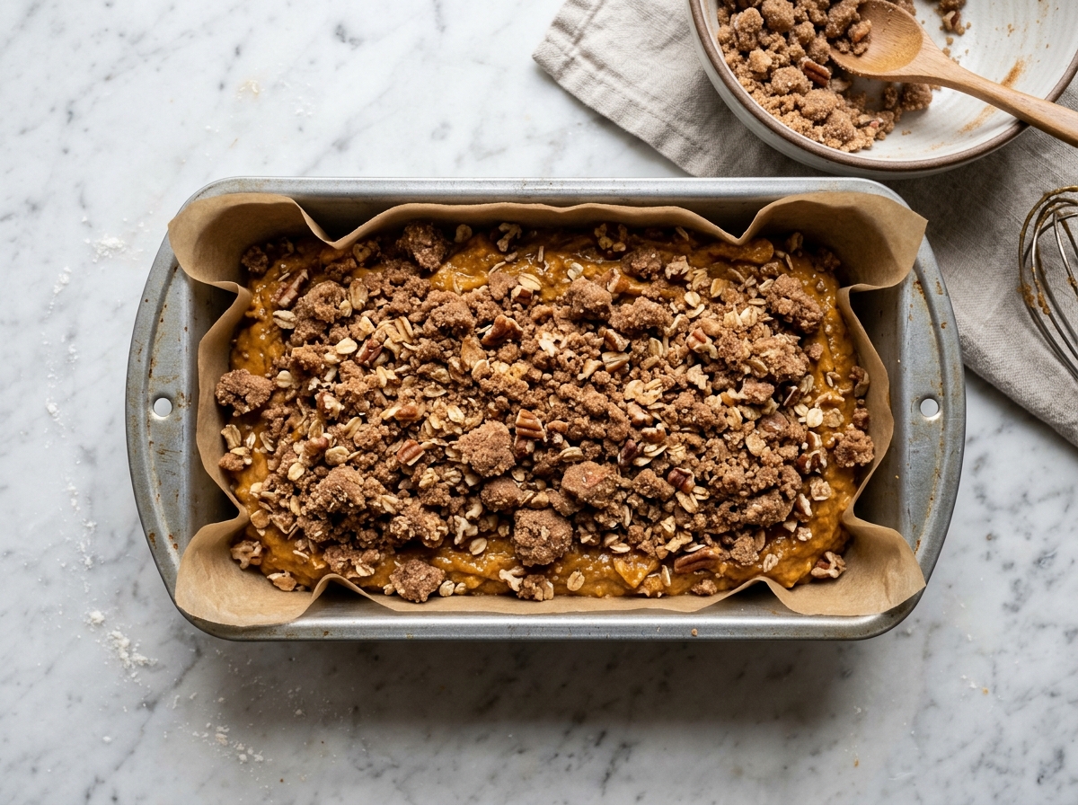 Pumpkin Bread with Streusel Topping Recipe preparation process