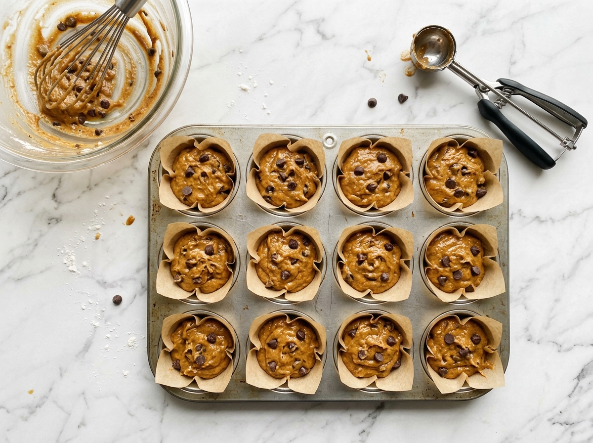 Pumpkin Chocolate Chip Muffins Recipe preparation process