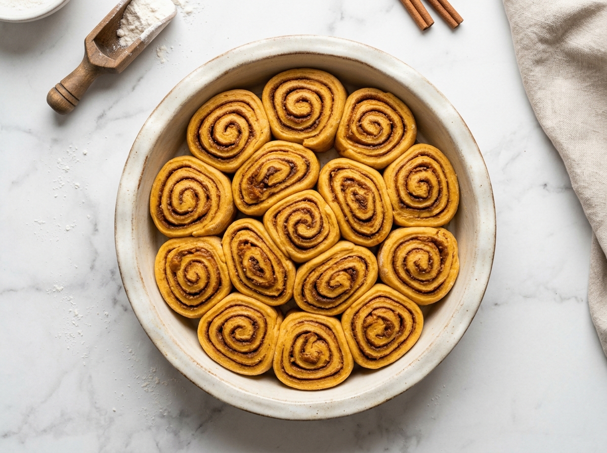 Pumpkin Cinnamon Rolls with Browned Butter Icing preparation process