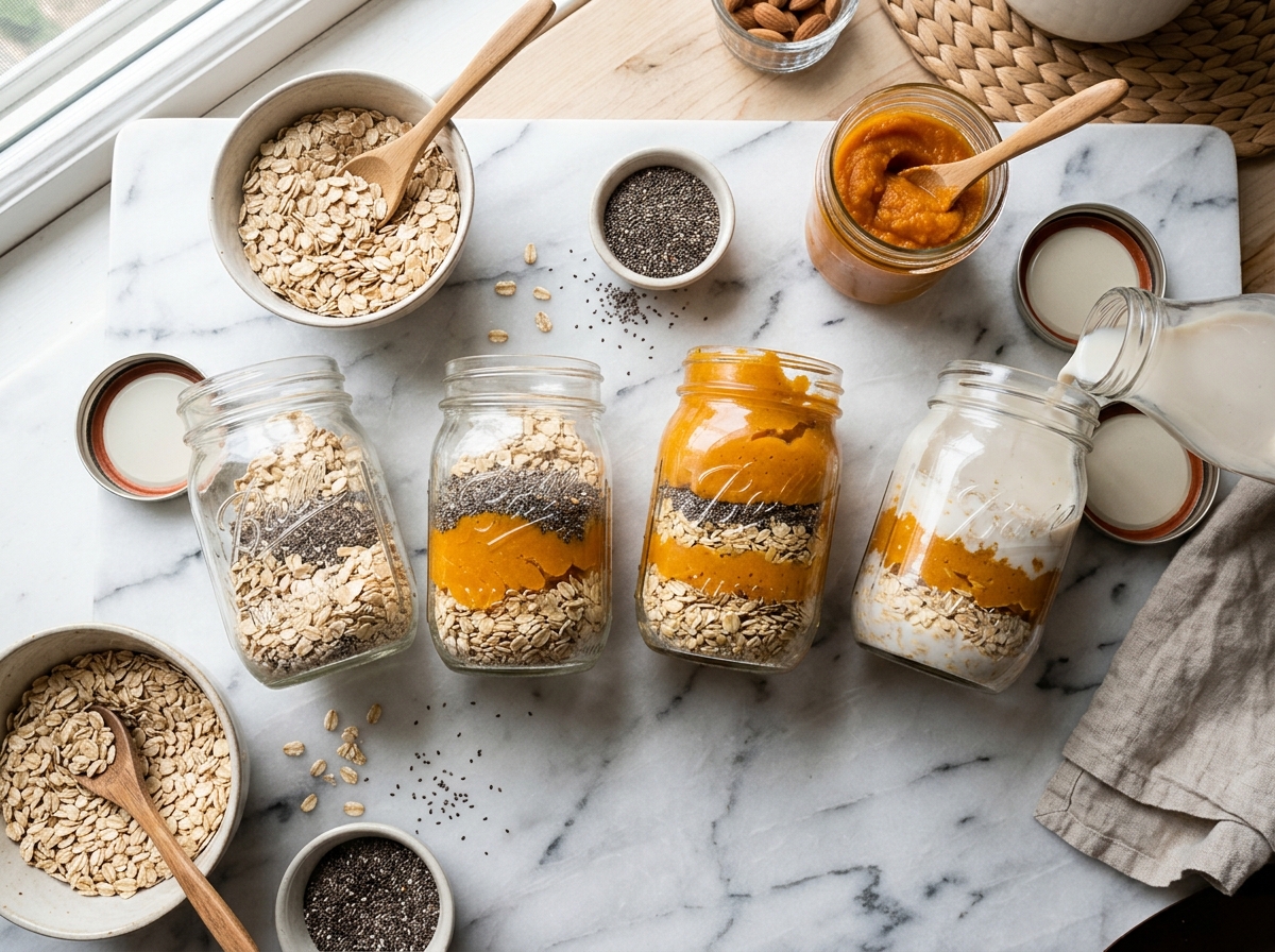 Pumpkin Pie Overnight Oats Recipe preparation process