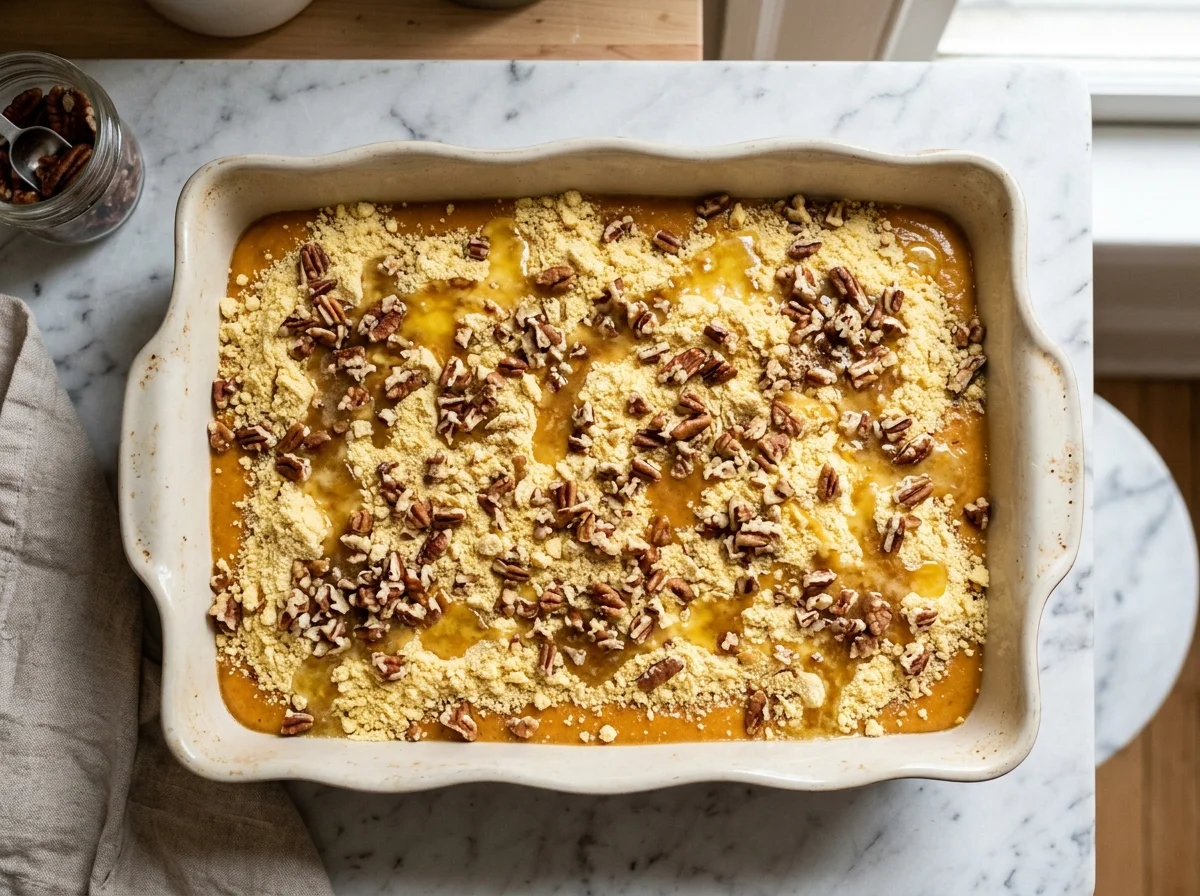 Pumpkin Spice Dump Cake Recipe preparation process