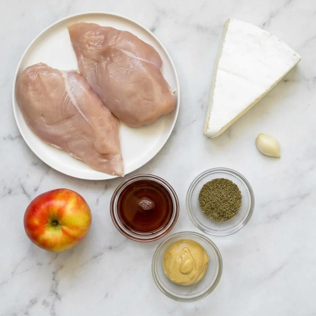 Delicious apple and brie stuffed chicken with herbs