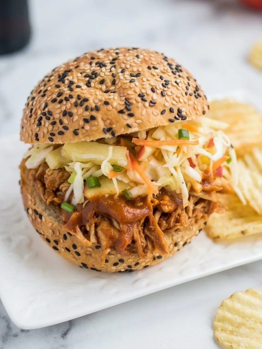 Apple BBQ Pulled Chicken Sandwiches