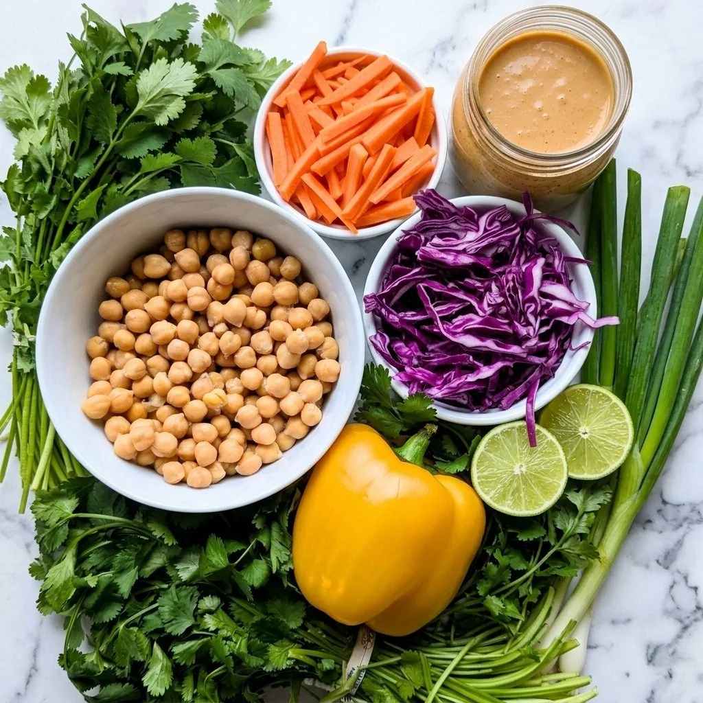 Crunchy Thai Chickpea Salad with Creamy Peanut Dressing