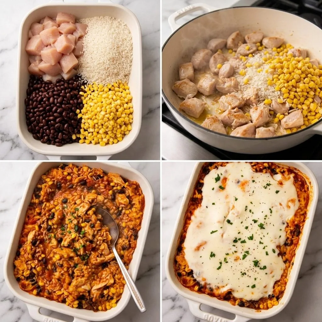 Step 2 — Swim Queso Chicken and Rice Casserole